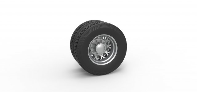Rear custom wheel of semi truck Version 23 Scale 1 to 25 3D Print Model .c4d .max .obj .3ds .fbx .stl .blend 
