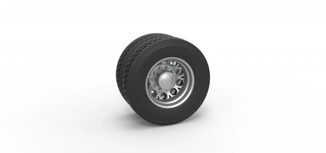 Rear custom wheel of semi truck Version 23 Scale 1 to 25 3D Print Model .c4d .max .obj .3ds .fbx .stl .blend 