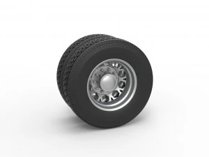 Rear custom wheel of semi truck Version 23 Scale 1 to 25 3D Print Model