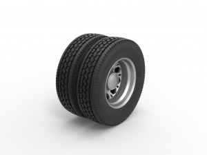 Rear custom wheel of semi truck Version 23 Scale 1 to 25 3D Print Model