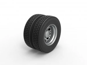 Rear custom wheel of semi truck Version 23 Scale 1 to 25 3D Print Model