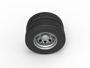 Rear custom wheel of semi truck Version 23 Scale 1 to 25 3D Print Model