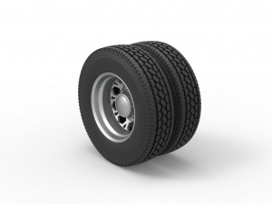 Rear custom wheel of semi truck Version 23 Scale 1 to 25 3D Print Model