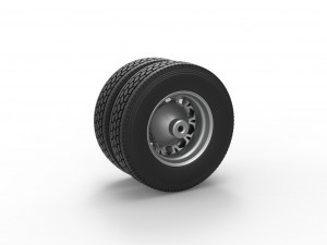 Rear custom wheel of semi truck Version 23 Scale 1 to 25 3D Print Model