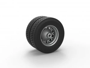 Rear custom wheel of semi truck Version 23 Scale 1 to 25 3D Print Model