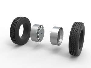 Rear custom wheel of semi truck Version 23 Scale 1 to 25 3D Print Model