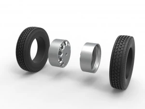 Rear custom wheel of semi truck Version 23 Scale 1 to 25 3D Print Model