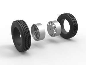 Rear custom wheel of semi truck Version 23 Scale 1 to 25 3D Print Model