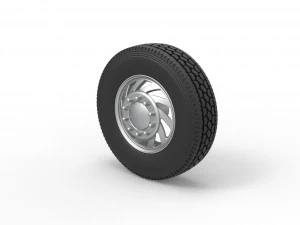 Front custom wheel of semi truck Version 24 Scale 1 to 25 3D Print Model