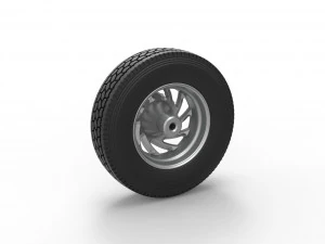 Front custom wheel of semi truck Version 24 Scale 1 to 25 3D Print Model