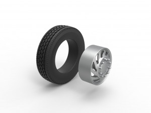 Front custom wheel of semi truck Version 24 Scale 1 to 25 Modello di stampa 3D