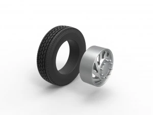Front custom wheel of semi truck Version 24 Scale 1 to 25 3D Print Model