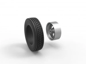 Front custom wheel of semi truck Version 24 Scale 1 to 25 3D Print Model