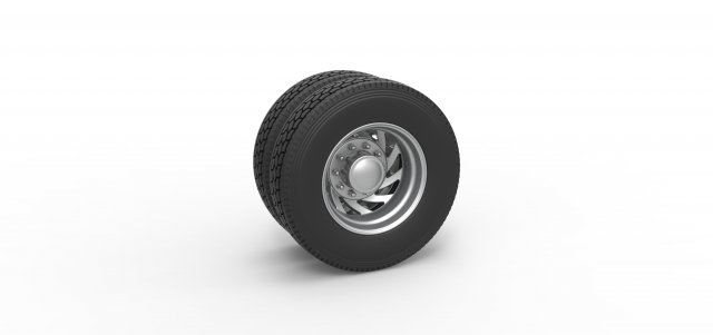 Rear custom wheel of semi truck Version 24 Scale 1 to 25 3D Print Model .c4d .max .obj .3ds .fbx .stl .blend 