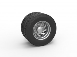 Rear custom wheel of semi truck Version 24 Scale 1 to 25 3D Baskı Modeli