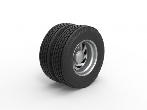 Rear custom wheel of semi truck Version 24 Scale 1 to 25 3D Print Model