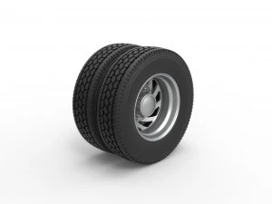 Rear custom wheel of semi truck Version 24 Scale 1 to 25 3D Print Model
