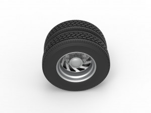 Rear custom wheel of semi truck Version 24 Scale 1 to 25 3D Print Model