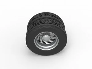 Rear custom wheel of semi truck Version 24 Scale 1 to 25 3D Print Model