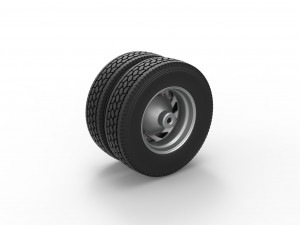 Rear custom wheel of semi truck Version 24 Scale 1 to 25 3D Print Model