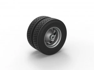 Rear custom wheel of semi truck Version 24 Scale 1 to 25 3D Print Model
