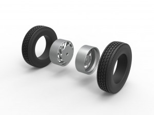 Rear custom wheel of semi truck Version 24 Scale 1 to 25 3D Print Model