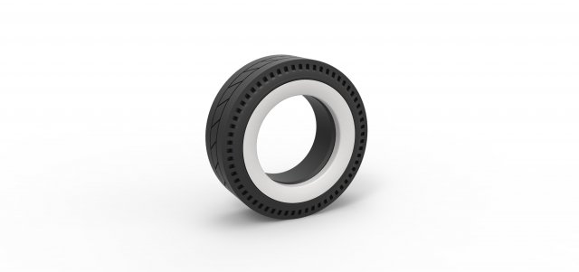 Whitewall rear tire of vintage dragster Version 11 Scale 1 to 25 3D Print Model .c4d .max .obj .3ds .fbx .stl .blend 