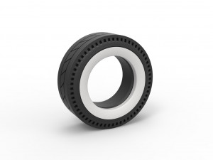 Whitewall rear tire of vintage dragster Version 11 Scale 1 to 25 3D Print Model