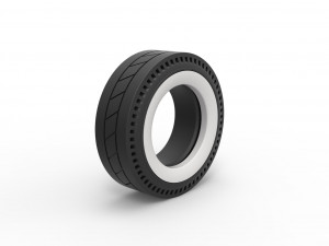 Whitewall rear tire of vintage dragster Version 11 Scale 1 to 25 3D Print Model