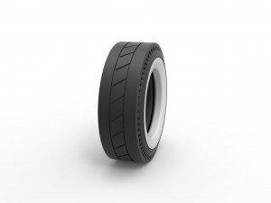 Whitewall rear tire of vintage dragster Version 11 Scale 1 to 25 3D Print Model