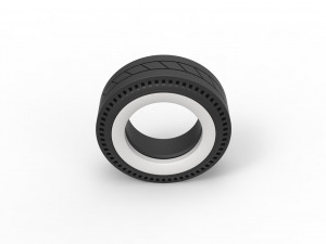 Whitewall rear tire of vintage dragster Version 11 Scale 1 to 25 3D Print Model