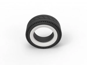 Whitewall rear tire of vintage dragster Version 11 Scale 1 to 25 3D Print Model