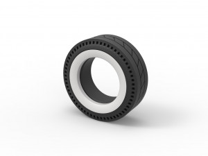 Whitewall rear tire of vintage dragster Version 11 Scale 1 to 25 3D Print Model