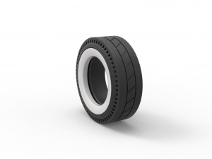 Whitewall rear tire of vintage dragster Version 11 Scale 1 to 25 3D Print Model