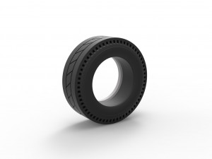 Whitewall rear tire of vintage dragster Version 11 Scale 1 to 25 3D Print Model