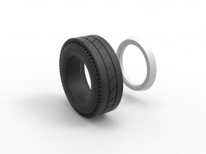 Whitewall rear tire of vintage dragster Version 11 Scale 1 to 25 3D Print Model