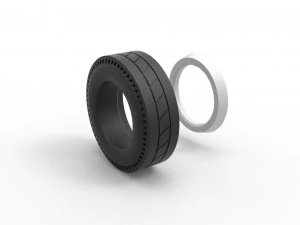 Whitewall rear tire of vintage dragster Version 11 Scale 1 to 25 3D Print Model