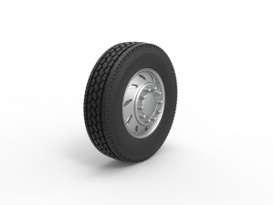 10 Triangular Hole Front wheel of semi truck Version 3 Scale 1 to 25 3D Принт Модель