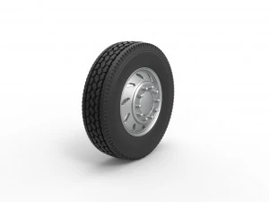 10 Triangular Hole Front wheel of semi truck Version 3 Scale 1 to 25 3D Print Model