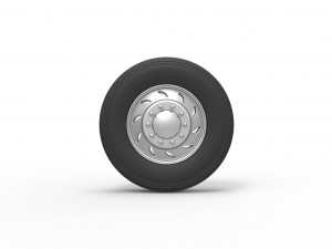 10 Triangular Hole Front wheel of semi truck Version 3 Scale 1 to 25 3D Принт Модель