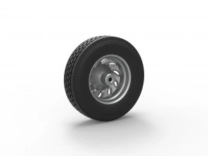 10 Triangular Hole Front wheel of semi truck Version 3 Scale 1 to 25 3D Print Model