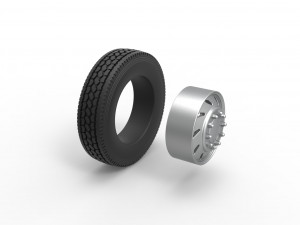 10 Triangular Hole Front wheel of semi truck Version 3 Scale 1 to 25 3D Принт Модель