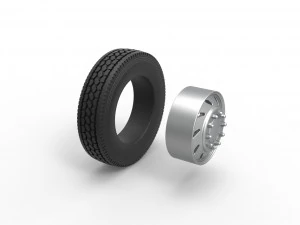 10 Triangular Hole Front wheel of semi truck Version 3 Scale 1 to 25 3D Print Model