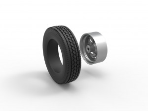 10 Triangular Hole Front wheel of semi truck Version 3 Scale 1 to 25 3D Принт Модель