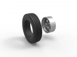 10 Triangular Hole Front wheel of semi truck Version 3 Scale 1 to 25 3D Print Model