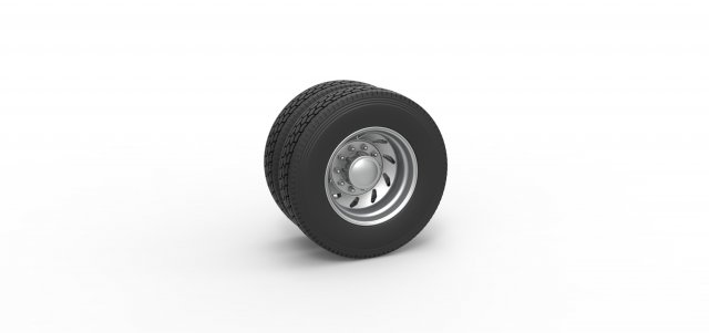 10 Triangular Hole Rear double wheel of semi truck Version 3 Scale 1 to 25 3D 打印模型 .c4d .max .obj .3ds .fbx .stl .blend