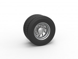 10 Triangular Hole Rear double wheel of semi truck Version 3 Scale 1 to 25 3D Принт Модель
