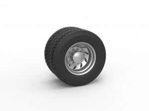 10 Driehoekig gat Dubbel achterwiel van semi-vrachtwagen Versie 3 Schaal 1 tot 25 3D printmodel