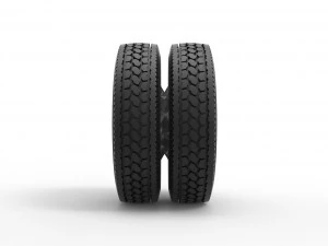 10 Triangular Hole Rear double wheel of semi truck Version 3 Scale 1 to 25 3D Print Model