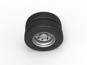 10 Triangular Hole Rear double wheel of semi truck Version 3 Scale 1 to 25 3D 打印模型